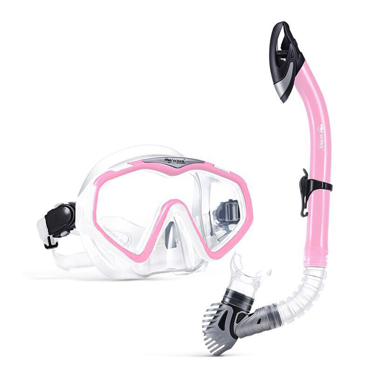 Wave Adult Professional Diving Snorkeling Mask Dry Snorkel Set Kit