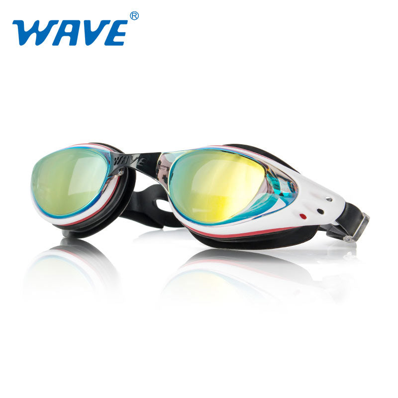 Wave Myopia Prescription Shortsighted Swim Goggles Glasses Optical Adults Electroplate