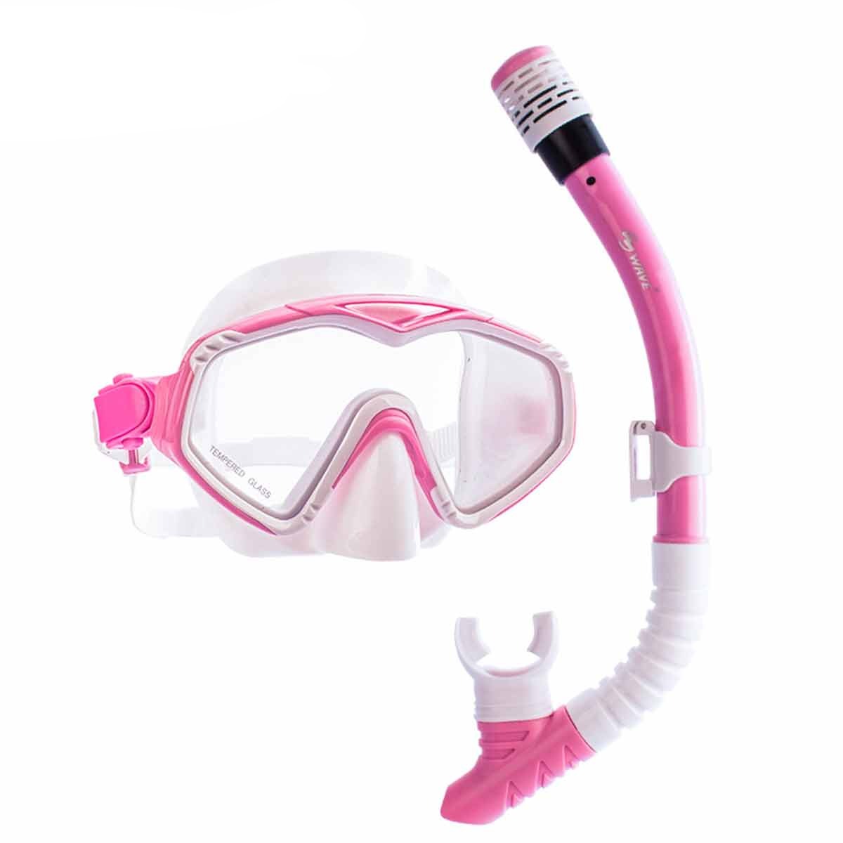 Wave Diving Snorkel Mask Set Kit Adult Swimming Silicone Resistant Tempered Glass