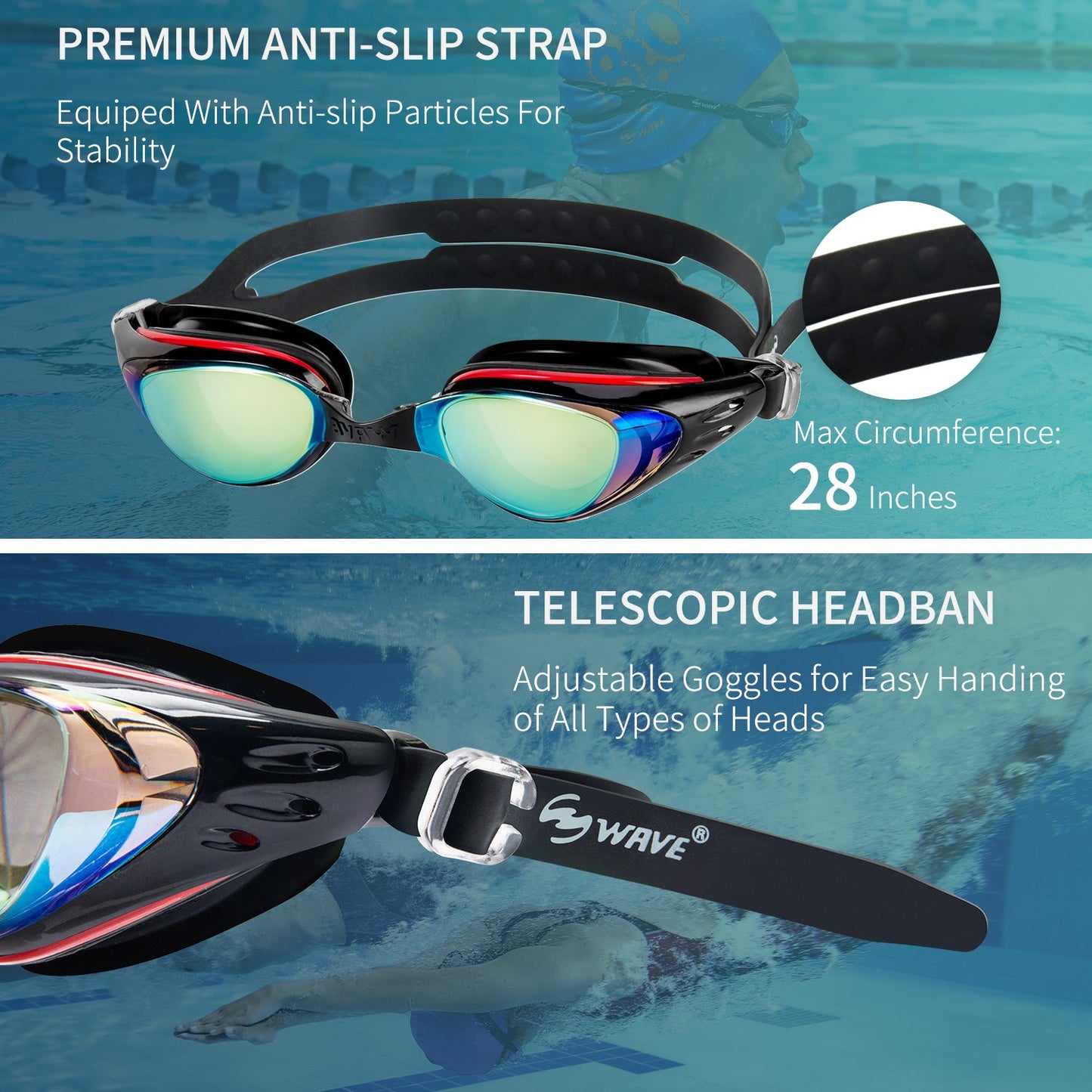 Wave Prescription Nearsighted Myopia Swim Goggles Glasses Degree Adults Electroplate Shortsighted Men Women