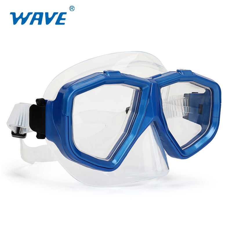 Nearsighted Prescription Snorkeling Mask 6 Detachable Lenses Diving Goggles Adult Blue