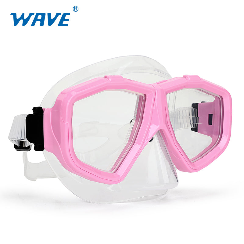 Nearsighted Prescription Snorkeling Mask 6 Detachable Lenses Diving Goggles Adult Pink