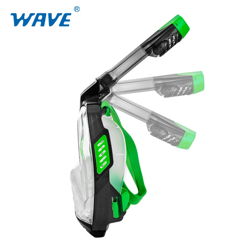 Wave Diving Mask Anti Fog Full Face Snorkel Mask Dry Top System 180 Degree Panoramic View
