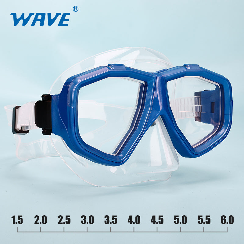 Nearsighted Prescription Snorkeling Mask 6 Detachable Lenses Diving Goggles Adult Blue
