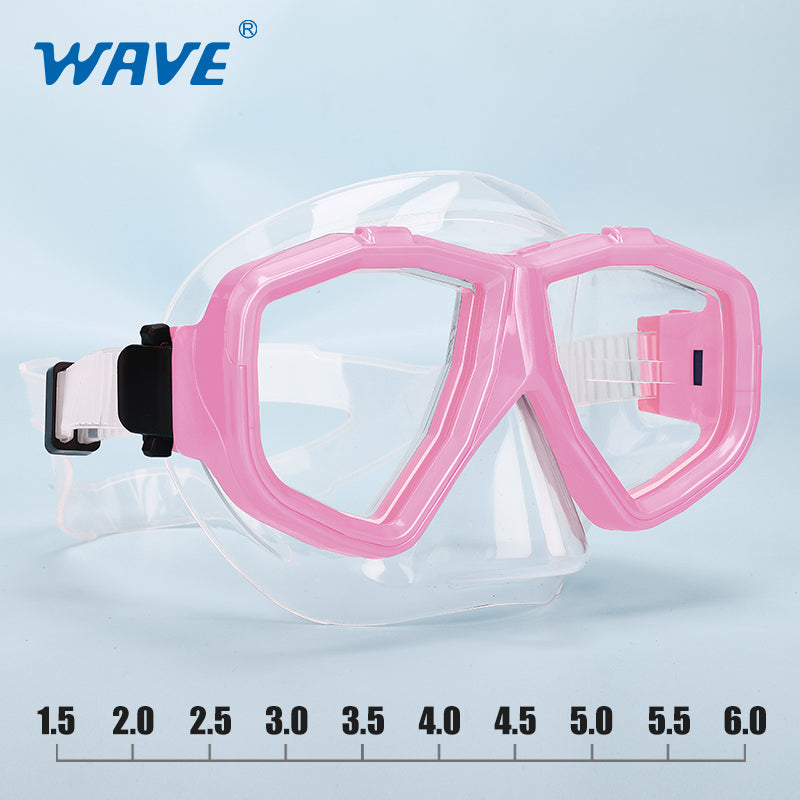 Nearsighted Prescription Snorkeling Mask 6 Detachable Lenses Diving Goggles Adult Pink