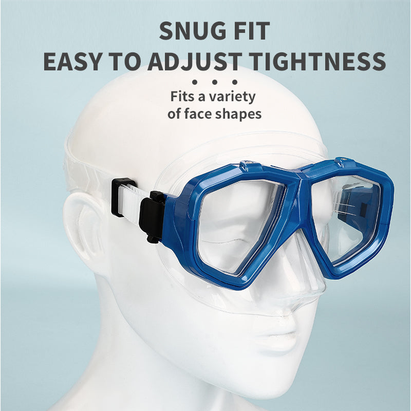 Nearsighted Prescription Snorkeling Mask 6 Detachable Lenses Diving Goggles Adult Blue