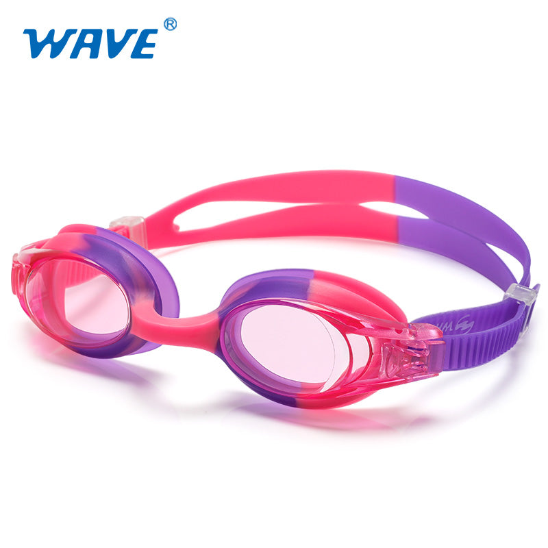 Wave Antifog Swimming Goggles Glasses Kids Silicone Adjustable Strap