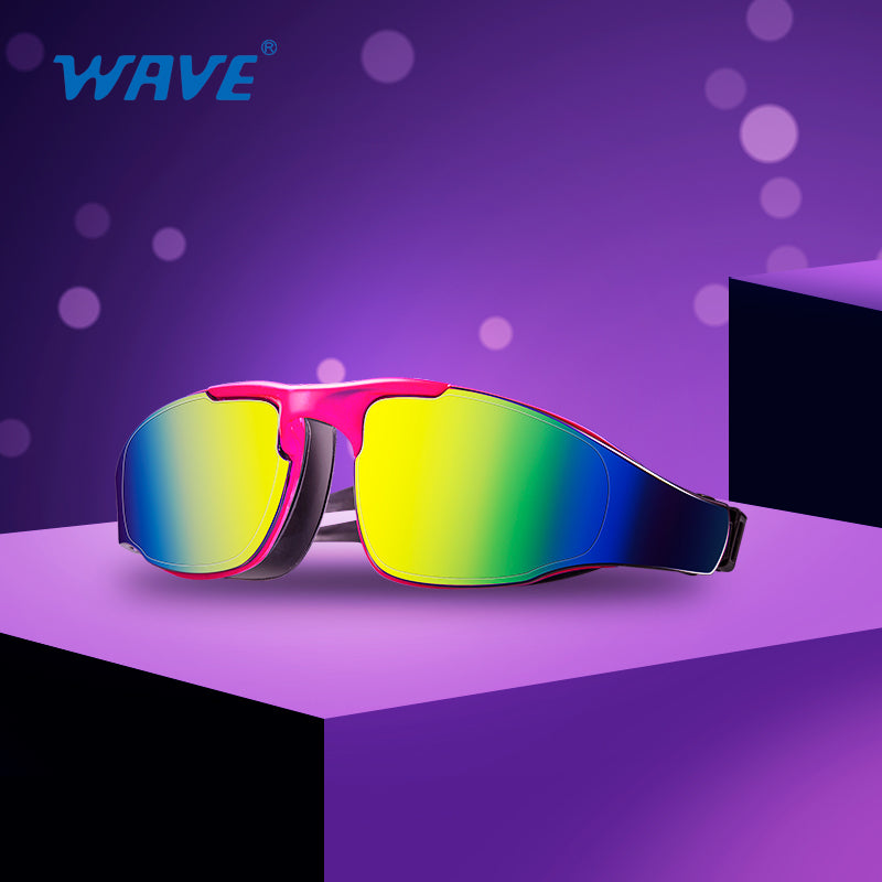 Wave Mirrored Electroplate Swimming Goggles Pool Glasses Antifog Silicone UV