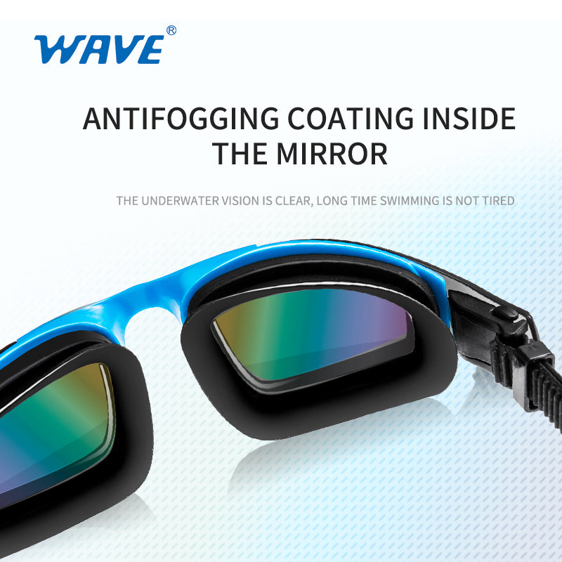 Wave Mirrored Electroplate Swimming Goggles Pool Glasses Antifog Silicone UV