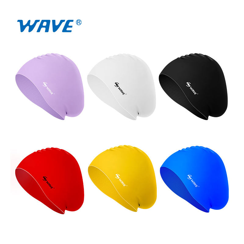 Wave Silicone Swim Cap Long Hair Women Adults Youths