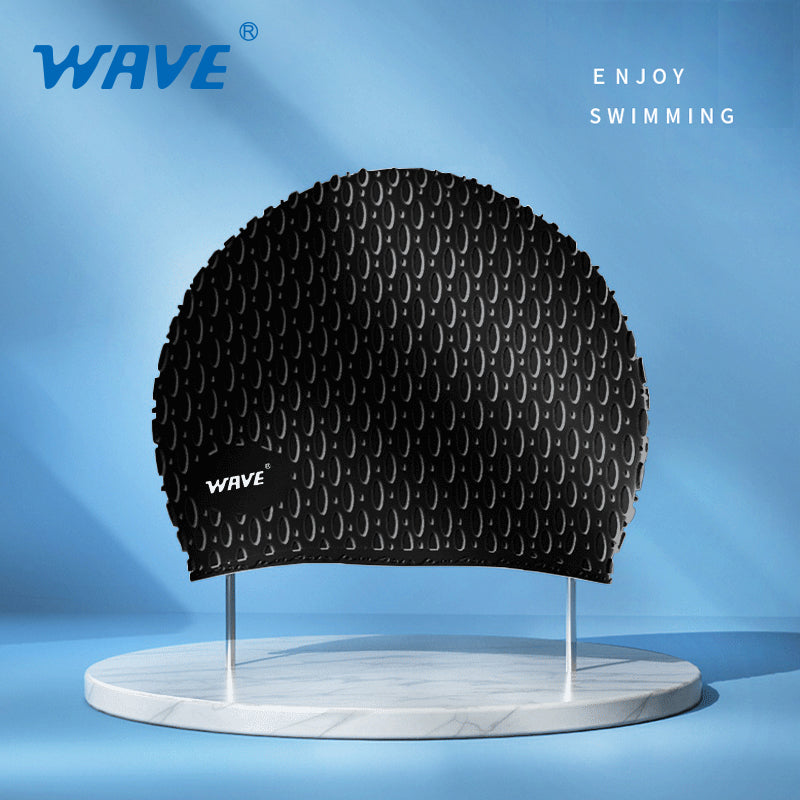 Wave Sport Swim Cap for Long Hair for Women Men Adults Youths Kids