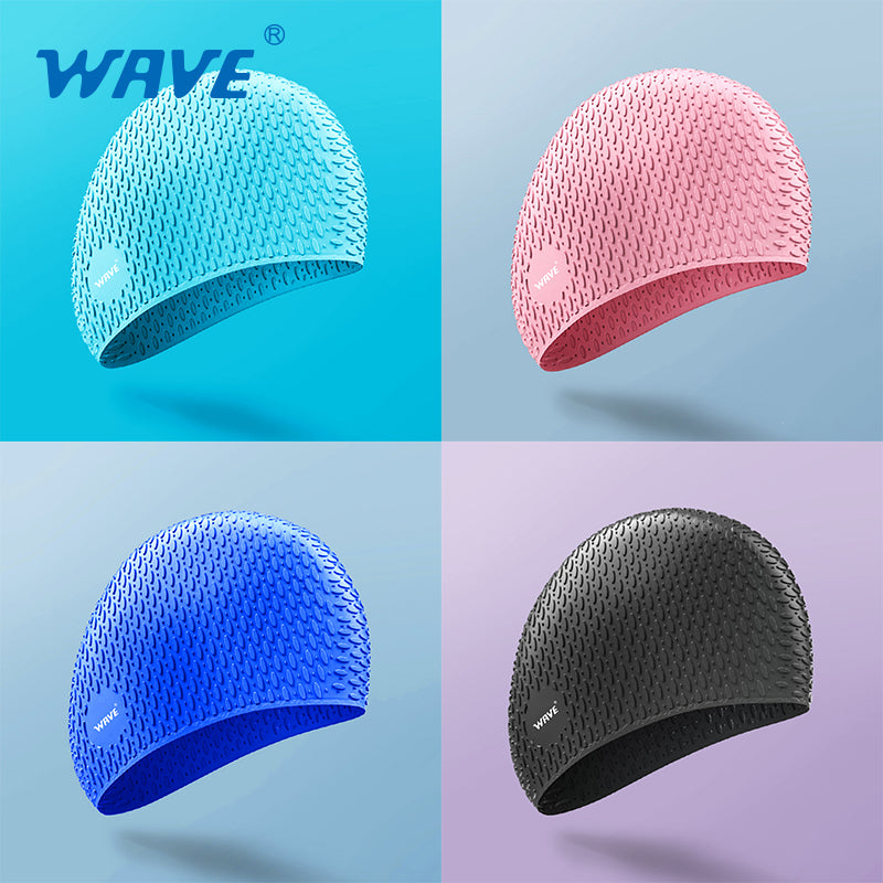 Wave Sport Swim Cap for Long Hair for Women Men Adults Youths Kids