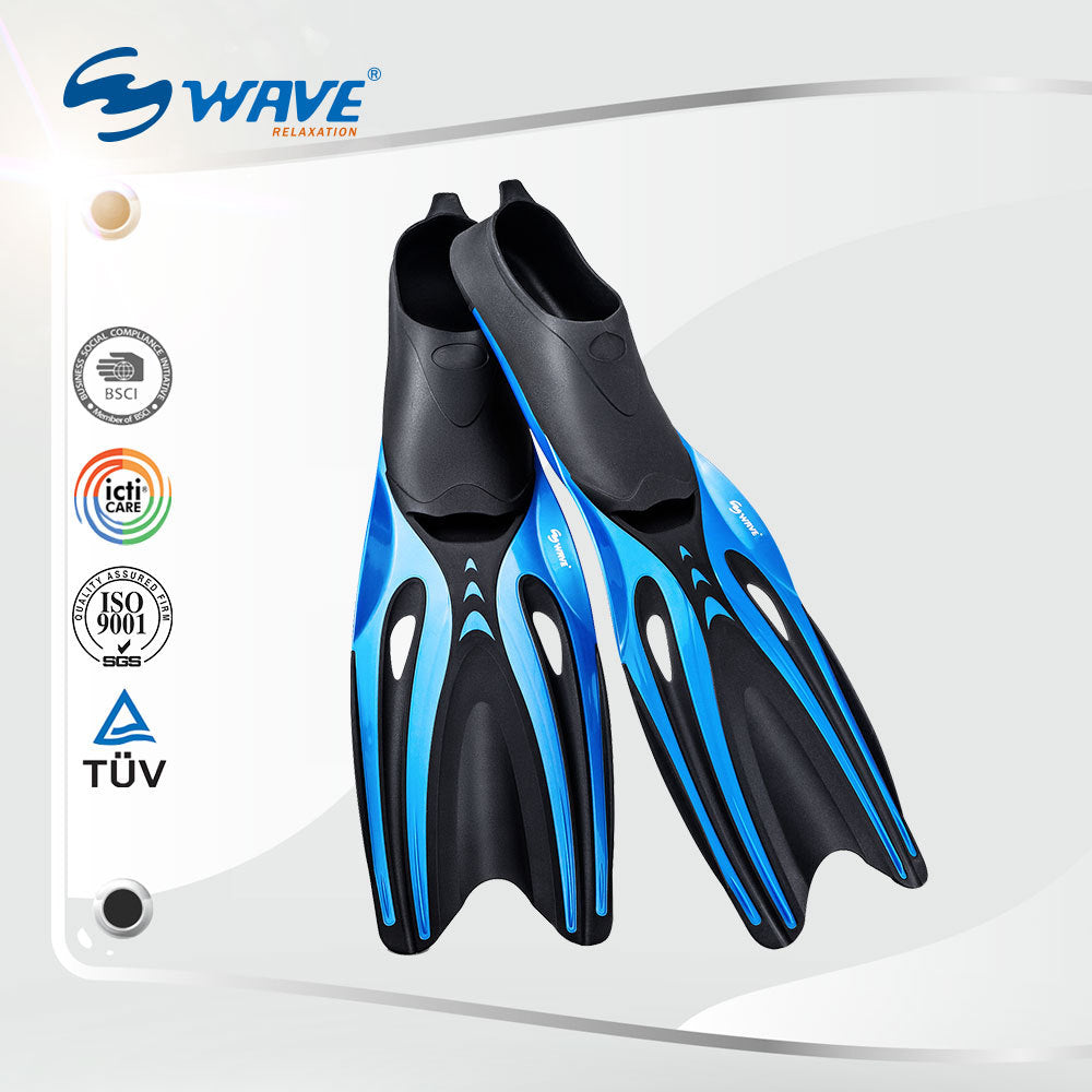 Wave Free Diving Scuba Snorkeling Fins Adult Flippers Full Foot Pocket