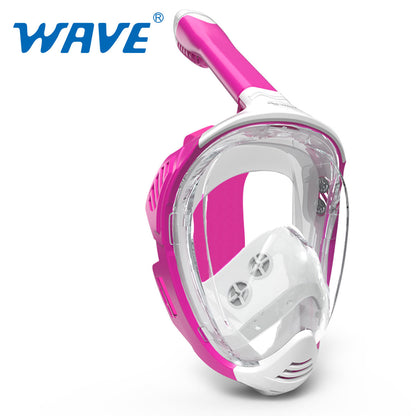 Wave Snorkeling Full Face Snorkel Mask Dry Top System 180 Degree View Anti-Fogging Diving Mask