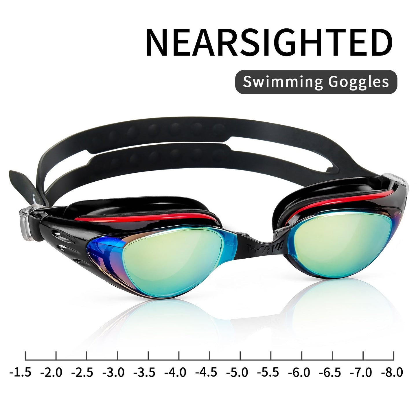 Wave Prescription Nearsighted Myopia Swim Goggles Glasses Degree Adults Electroplate Shortsighted Men Women