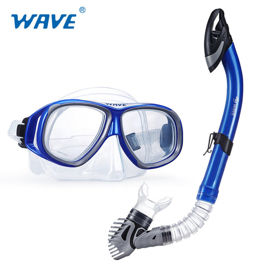 Prescription Swim Diving Mask Dry Snorkel Set Adult Blue Goggles Myopia Nearsighted