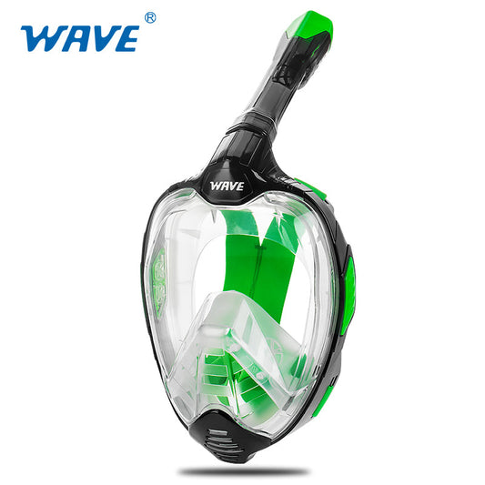Wave Diving Mask Anti Fog Full Face Snorkel Mask Dry Top System 180 Degree Panoramic View