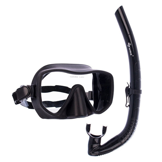 Wave Diving Snorkel Mask Set Kit Anti-Fog Tempered Glass