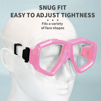 Nearsighted Prescription Snorkeling Mask 6 Detachable Lenses Diving Goggles Adult Pink