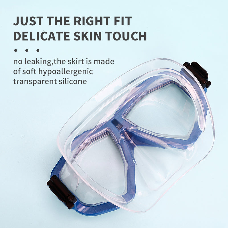 Nearsighted Prescription Snorkeling Mask 6 Detachable Lenses Diving Goggles Adult Blue