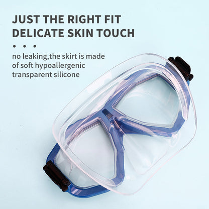 Nearsighted Prescription Snorkeling Mask 6 Detachable Lenses Diving Goggles Adult Blue