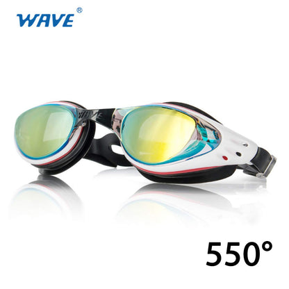 Wave Myopia Prescription Shortsighted Swim Goggles Glasses Optical Adults Electroplate