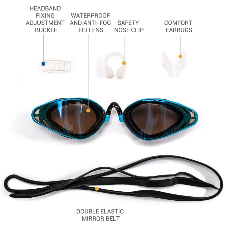 Wave Mirrored Electroplate Antifog Swimming Goggles Glasses Adults Wen Women
