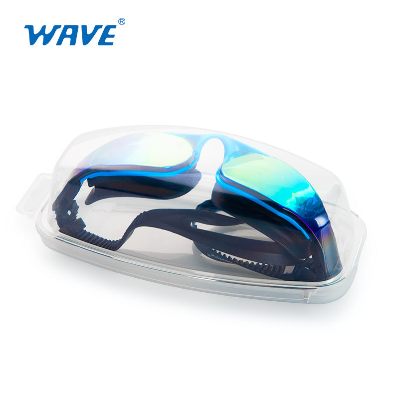 Wave Mirrored Electroplate Swimming Goggles Pool Glasses Antifog Silicone UV
