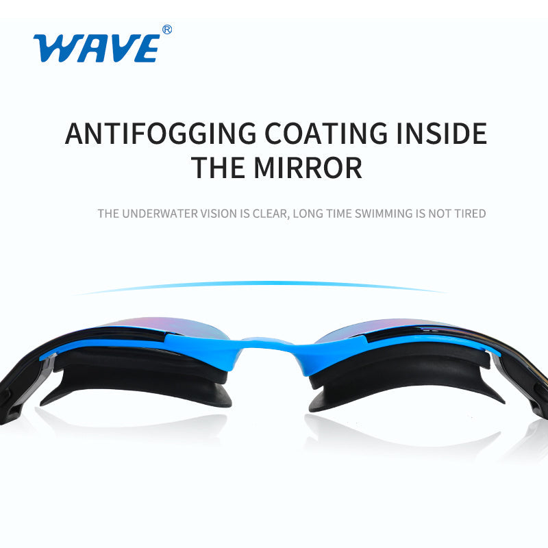Wave Mirrored Electroplate Swimming Goggles Pool Glasses Antifog Silicone UV