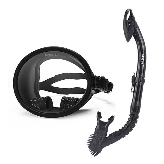 Wave Single Lens Dive Mask Dry Snorkel Set Large Field of View Adults