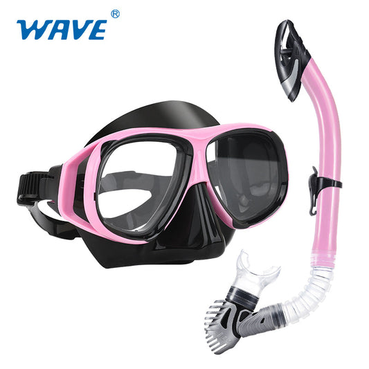 Prescription Nearsighted Snorkeling Diving Mask Dry Snorkel Set Adult Pink Black Goggles Myopia