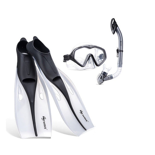 Wave Transparent Black Diving Mask Swim Fins Snorkeling Combo Set XS/S/M/L