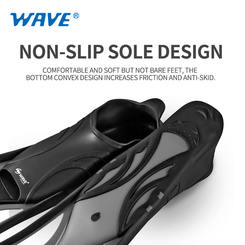 Wave HD Adjustable Mask Free Diving Snorkel Combo Flippers Set Silver Blue
