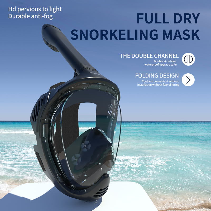 Wave Snorkeling Full Face Snorkel Mask Dry Top System 180 Degree View Anti-Fogging Diving Mask